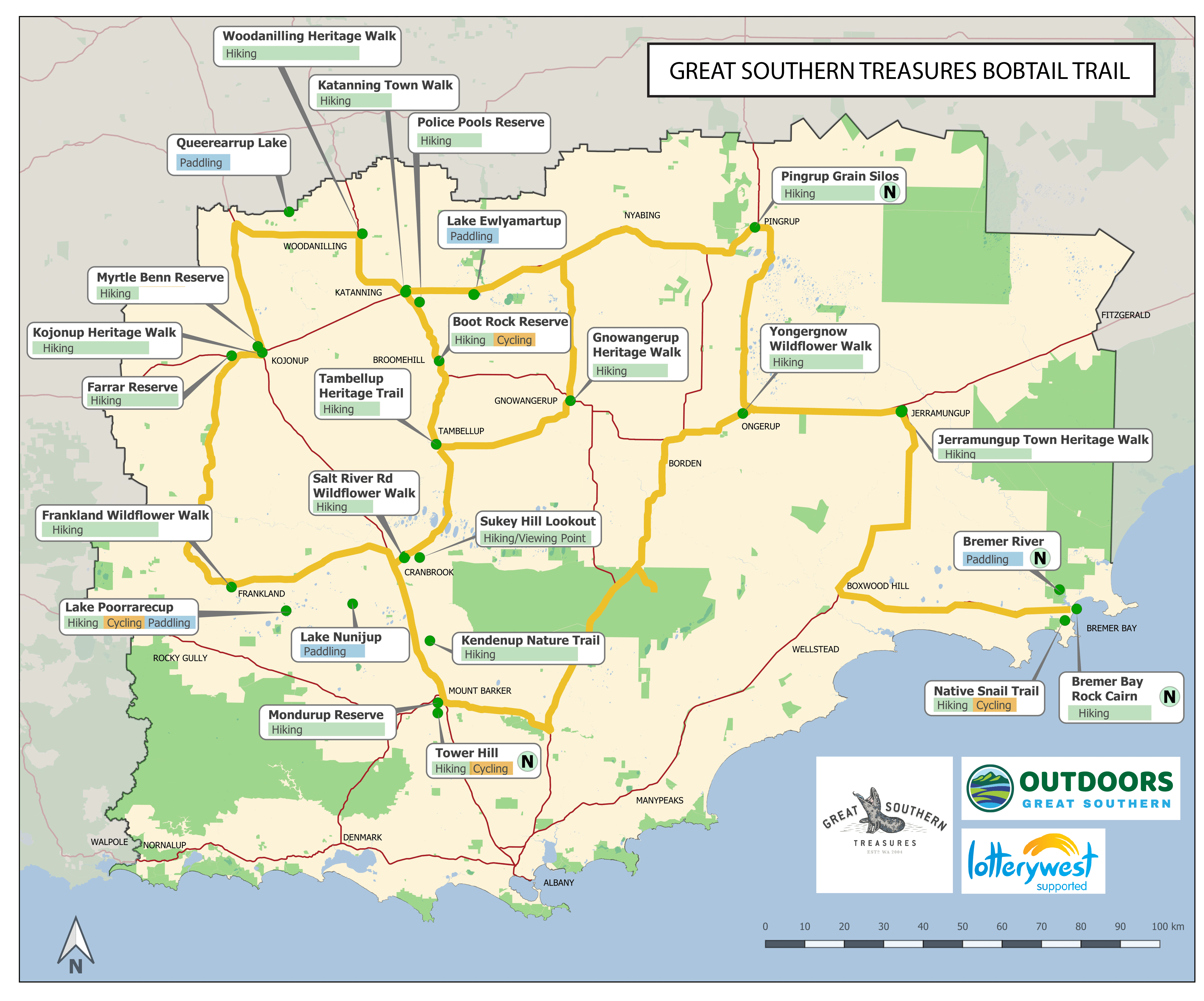 Great Southern Treasures Bobtail Trail map