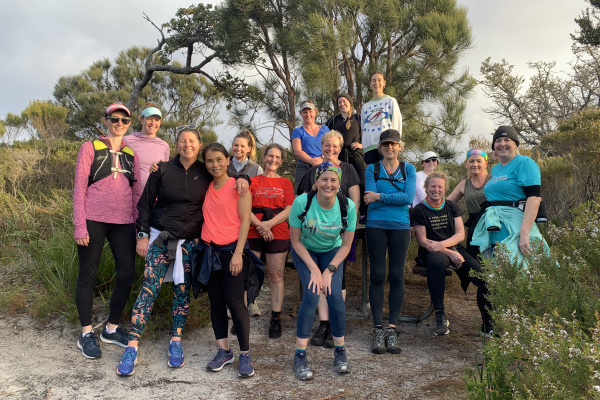 GSWAN trail running; a group of women posing for a photograph after running a nature trail